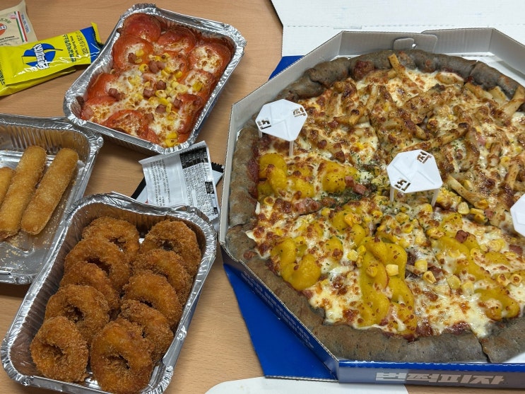  오늘 저녁 아산 배방탕정 피자 사이드 배달맛집 내돈내산 번쩍피자