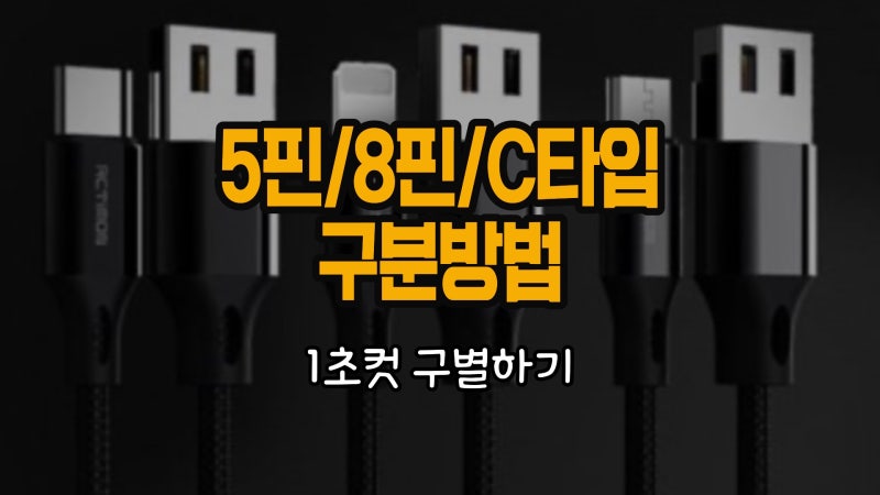 핸드폰 충전기 5핀 8핀 라이트닝 USB C타입 1초컷 비교
