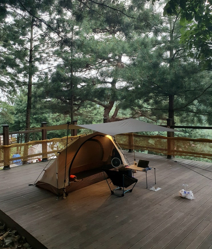 1인텐트 1인타프 조합 <b>36도 폭염</b> 여름캠핑