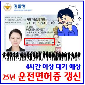  2025년 운전면허증 갱신 (ft. 연말 예상대기시간) : 12종보통, 적성검사, 시험장, 경찰서, 안전운전통합민원, 과태료, 진위확인, 신체시력검사, 재발급비용