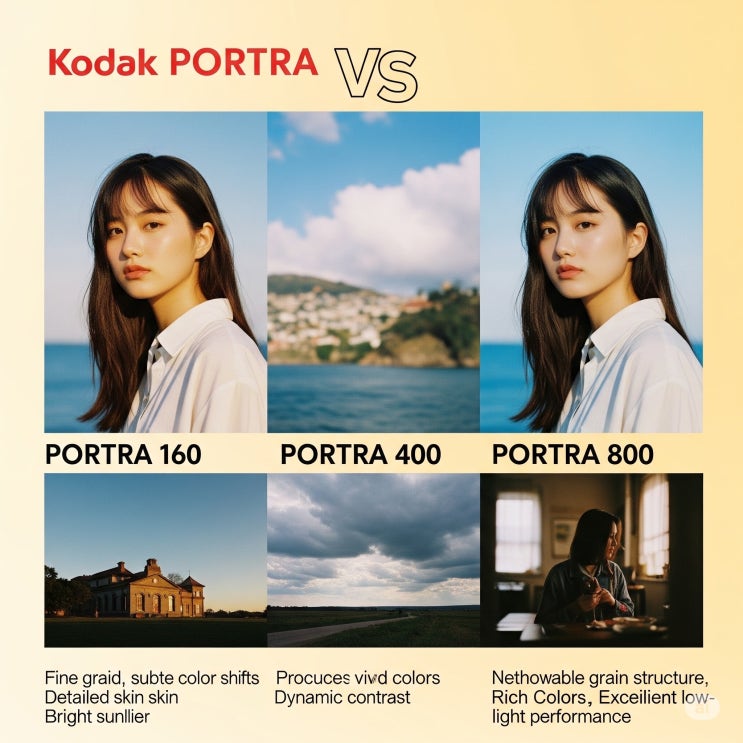 코닥 포트라160, 포트라400, 포트라800 감도별 색감을 비교해보고 상황별 추천