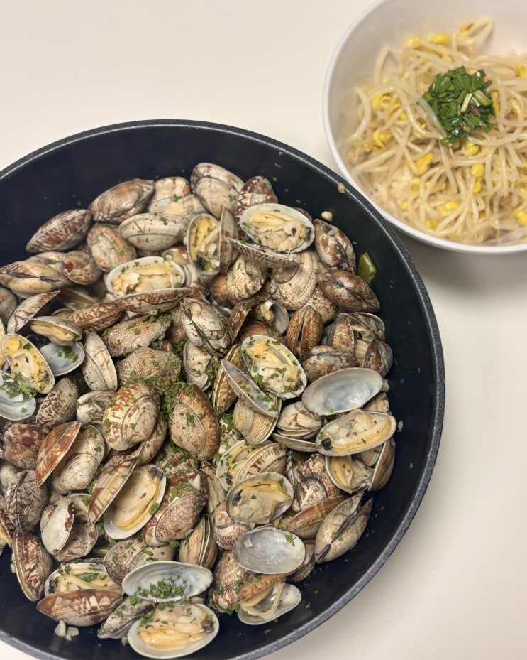  초간단 요리, 국산 바지락 간편 안주 바지락술찜 만들기(+여수 푸른수산)