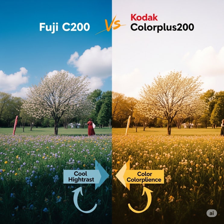  후지 C200 vs, 코닥 컬러플러스200 비교 분석, 상황별 잘 어울리는 필름 선택하기