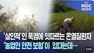 '살인적'인 폭염···'농업인 안전 보험' 필요성 커져[mbc뉴스]