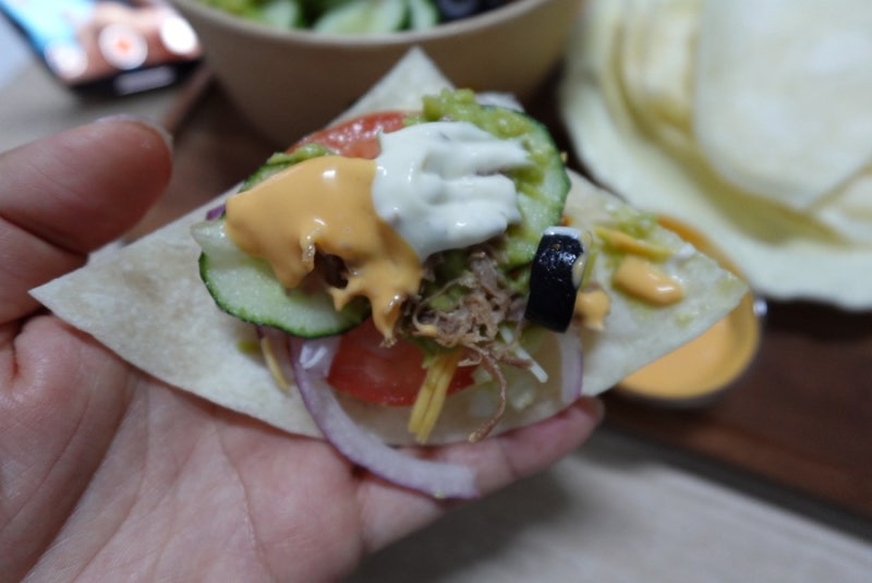 서브웨이 주문 꿀팁 폴드포크 바베큐 샐러드로 가성비 타코 맥주 안주 만들기