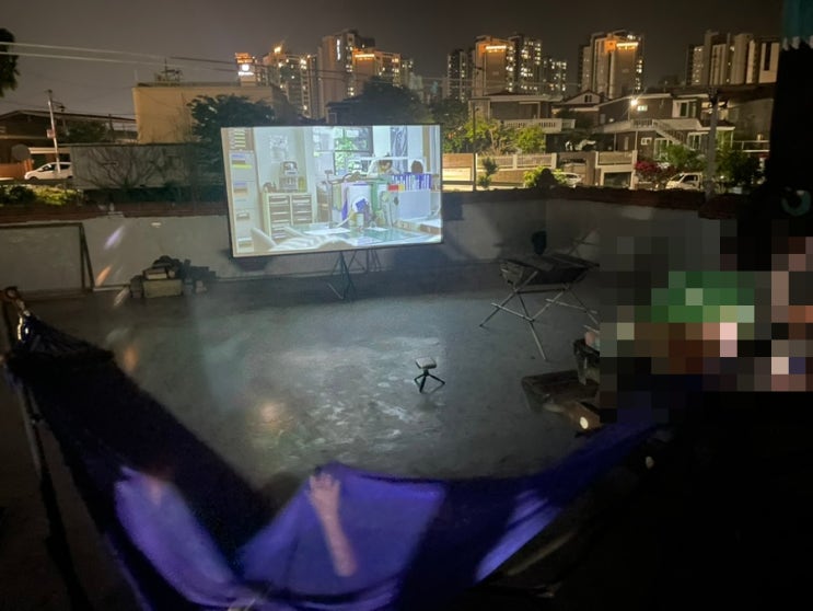 [내돈내산 No광고] 제우스 스카이 미니빔프로젝터, 가정용, 캠핑용 with 100인치 스크린