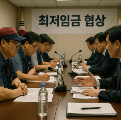 최저임금 노사 격차 870원 좁히기 위한 10차 회의 막판... 