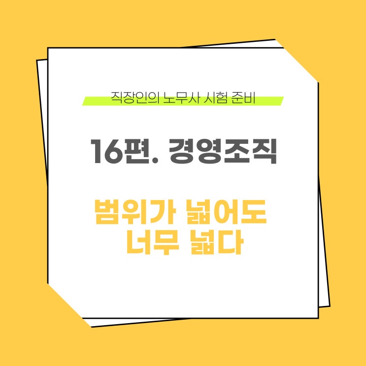  직장인 노무사 시험 준비 이야기 - 16편. 경영조직