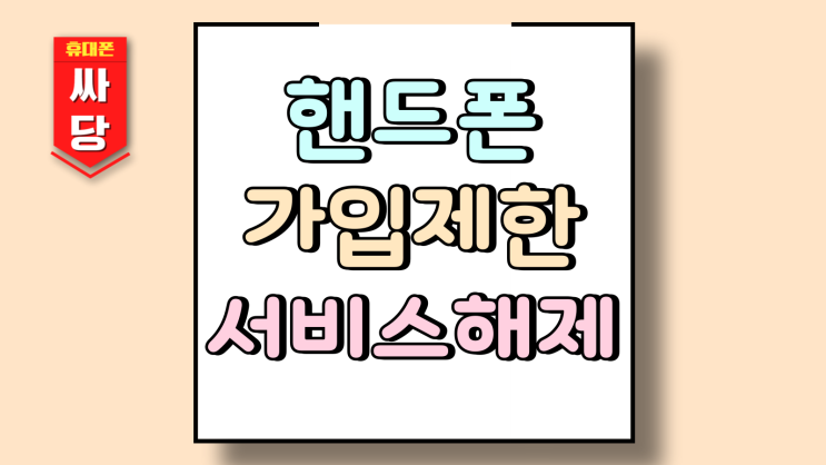  핸드폰 가입제한서비스 해제 휴대폰 개통 차단 풀기