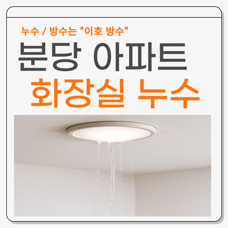  분당 화장실 누수 아파트 바닥 천장 조명 물샘 문제 방수공사로 해결하는법