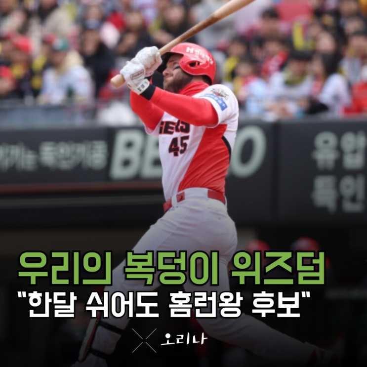 한 달 쉬고 와도 KBO <b>홈런</b> 순위 2위 기아 <b>위즈덤</b> "복덩이다"