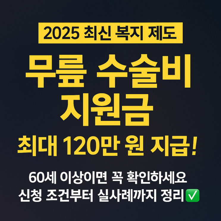  2025 무릎 수술비 비용 가격 지원금｜60세 이상이면 최대 120만 원 받습니다 (조건·신청방법 총정리)