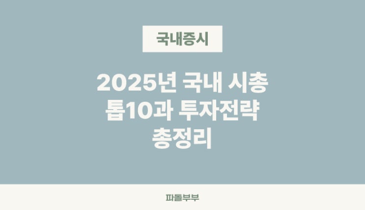  국내 시가총액 시총 순위 상위 TOP 10 투자 전략 1위기업