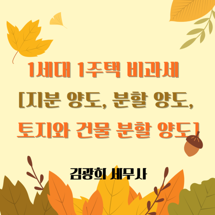  1세대 1주택 비과세 해당 여부 [지분 양도, 분할 양도, 토지와 건물 분할 양도]