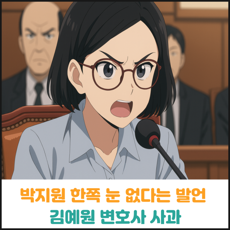  박지원 의원에게 한쪽 눈 없다는 발언한 김예원 변호사 사과