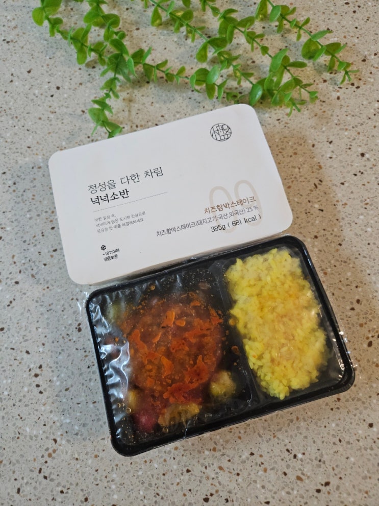  [샐러드보울 프리미엄 냉동도시락 넉넉소반 '치즈함박스테이크 강황밥'] 직장인 도시락 추천