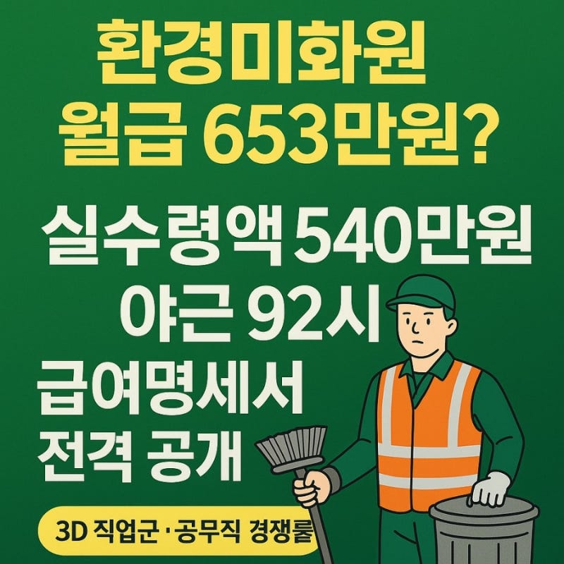 환경미화원 월급 653만원! 야근 92시간 급여명세서!