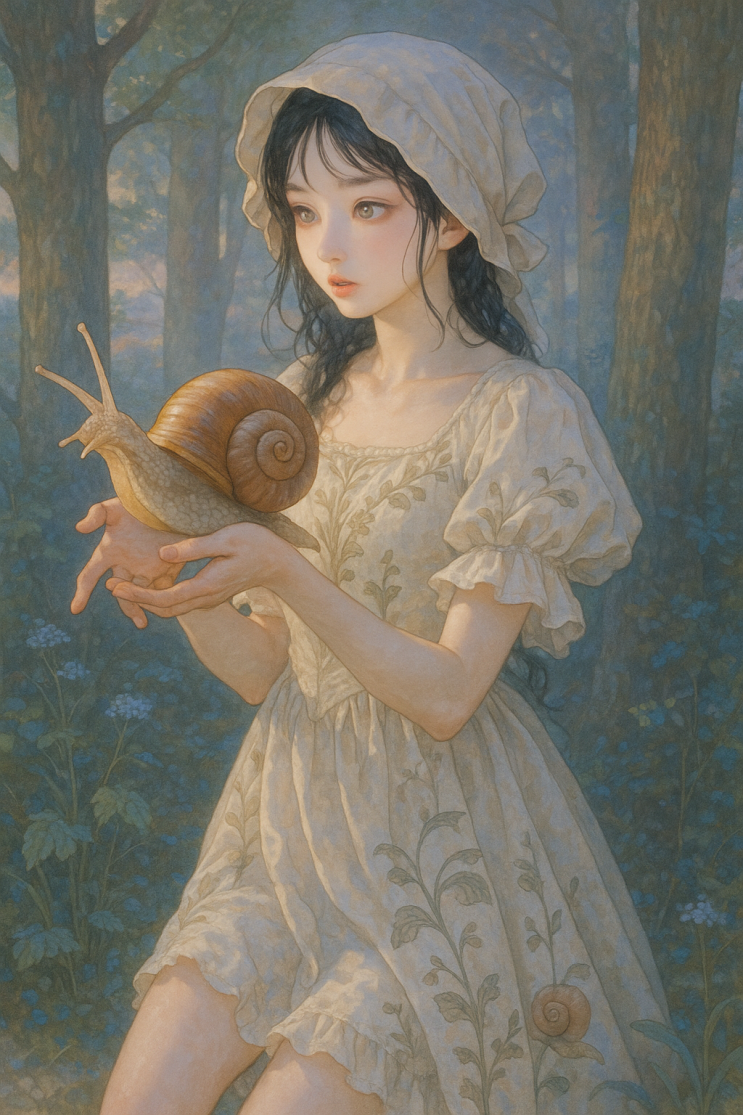  달팽이 소녀 일러스트