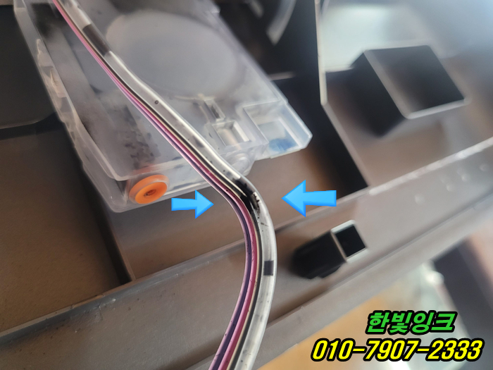  인천 고잔동 프린터 HP7740 무한잉크 복합기 수리 잉크튜브 누수 증상 색상불량 색빠짐 출장 점검