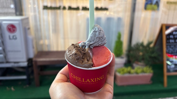  [보정/젤라또] 젤라떼리아 칠렉싱_여름의 맛 자두 소르베와 발로나 다크초콜릿, 흑임자 맛보기