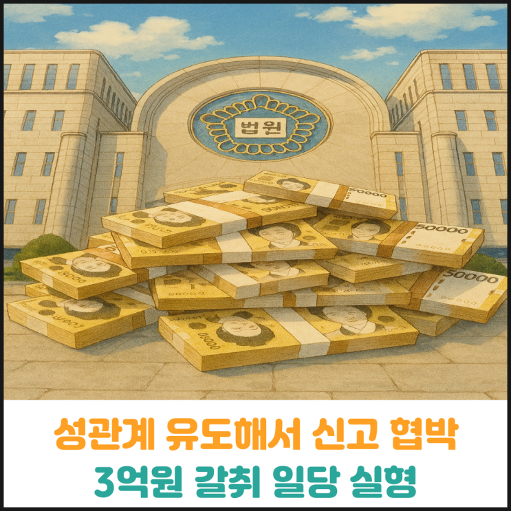  성관계 유도해서 신고 협박하여, 3억원 갈취한 일당 실형
