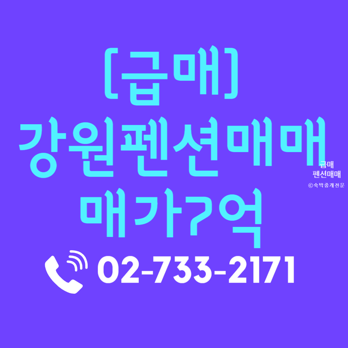  [급매]강원도 홍천 애견 동반 펜션 매매