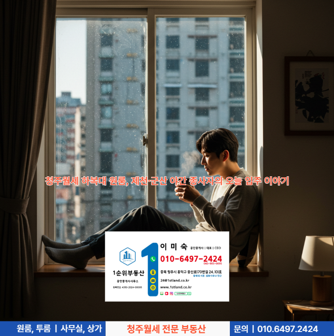  청주월세 하복대 원룸, 제천·군산 야간 종사자의 오늘 입주 이야기