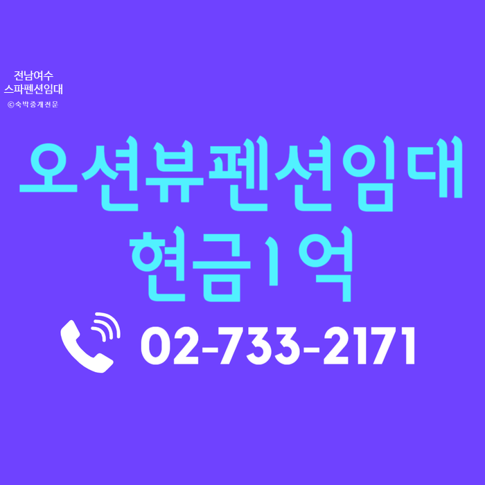  현금1억 전남 여수 오션뷰 스파 펜션 임대
