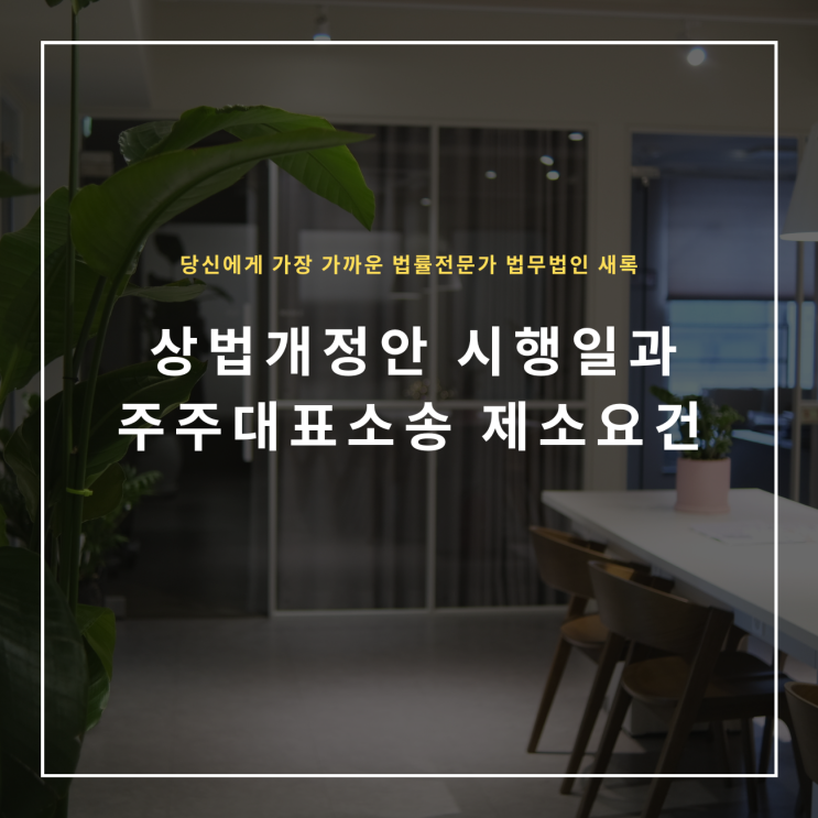  상법개정안 시행일과 주주대표소송 제소요건