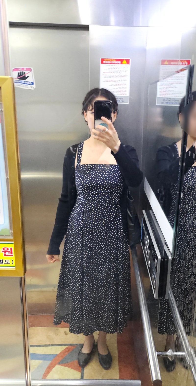 데일리룩 #173 숏컷 데이트 코디 땡땡이 폴카닷 롱 나시 원피스 조합