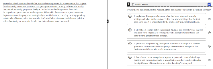  DSAT Reading 문제풀이 전략 - Function of the Underlined Sentence