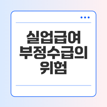 실업급여 부정수급, 큰 위험과 의무