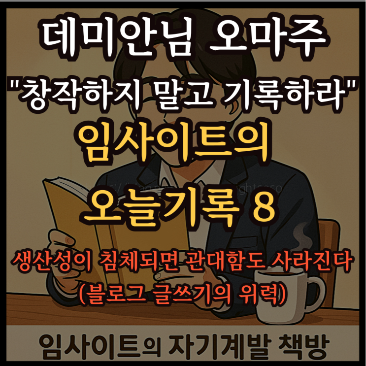  데미안님 오마주 "창작하지 말고 기록하라": 임사이트의 오늘 기록 8- 생산성이 침체되면 관대함도 사라진다 (블로그 글쓰기의 위력)