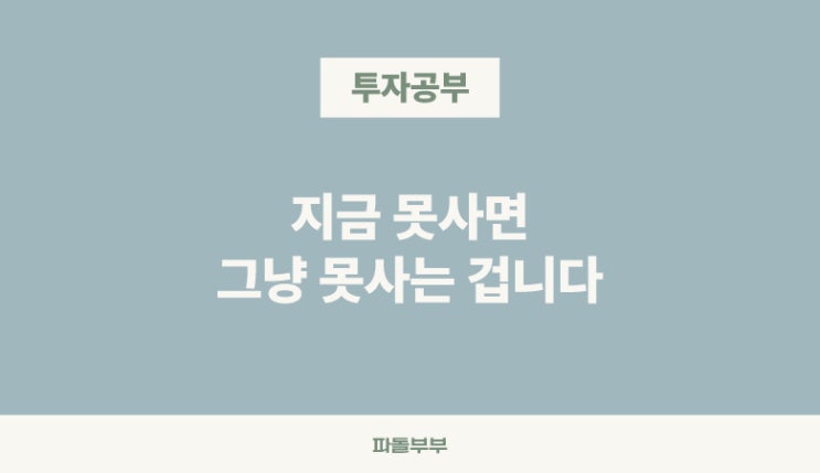  지금 못사면 나중에도 못삽니다