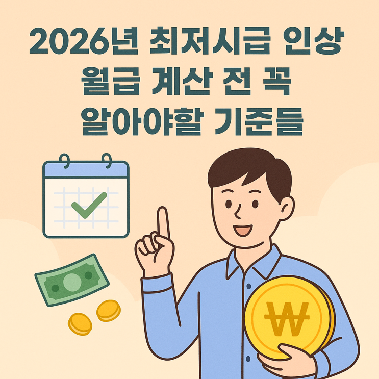  2026년 최저 시급 인상, 월급 계산 전 꼭 알아야 할 기준들 정리