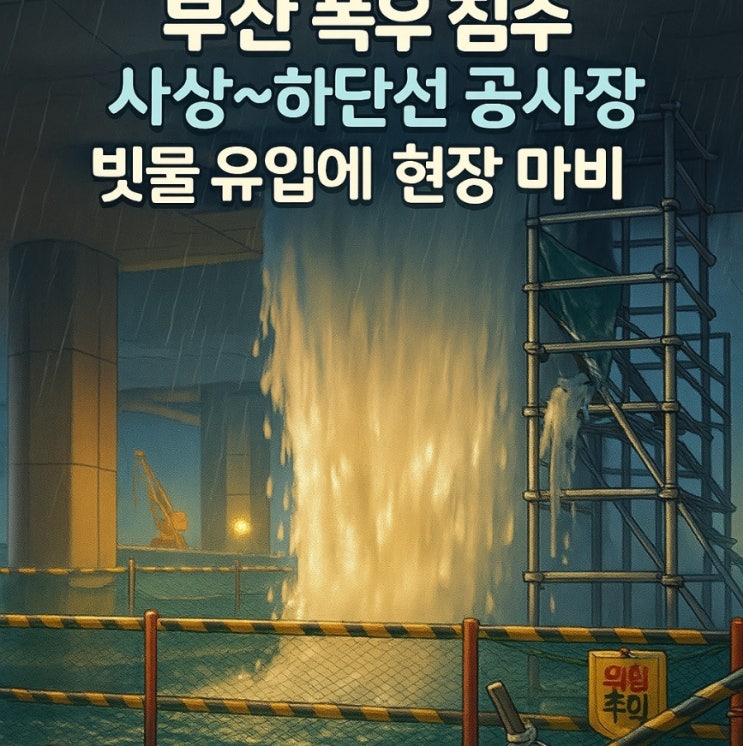 부산, 경남 <b>폭우</b> 도심 침수피해! 사상~하단선 도시철도 공사장!