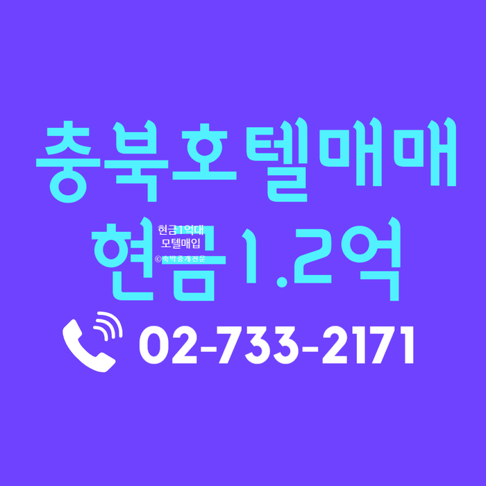 현금1억대 매입 충북 모텔 호텔 매매