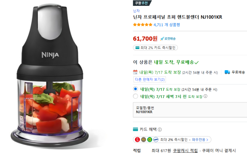 닌자 프로페셔널 초퍼 핸드블렌더 NJ1001KR