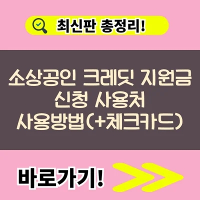  소상공인 크레딧 지원금 신청 사용처 사용방법(+체크카드)