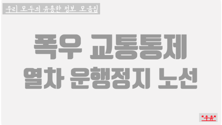 코레일톡 운행중지 노선 확인과 서울시 교통 <b>통제</b> 상황 확인