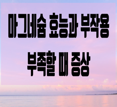  마그네슘 효능과 부작용 부족증상