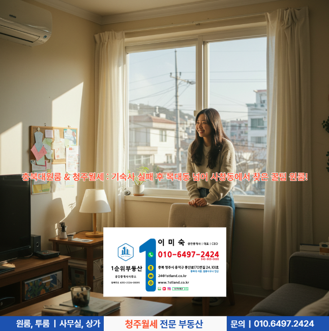  충북대원룸 & 청주월세 : 기숙사 실패 후 복대동 넘어 사창동에서 찾은 꿀팁 원룸!