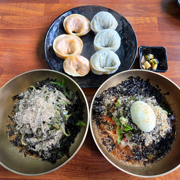  제주산 순메밀면 사용하는 의정부 막국수집 민락의막국수 비빔막국수, 들깽이막국수, 만두(6알) 먹고왔어요
