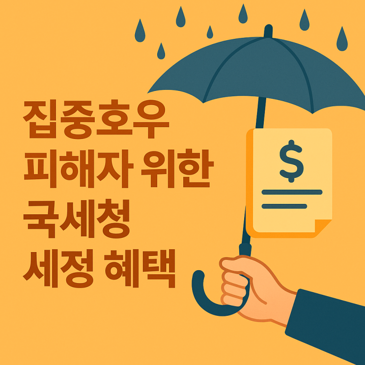  집중호우 피해자 위한 국세청 세정 혜택! 부가세, 종합소득세 연장, 재해손실 세액공제 방법 알아보기