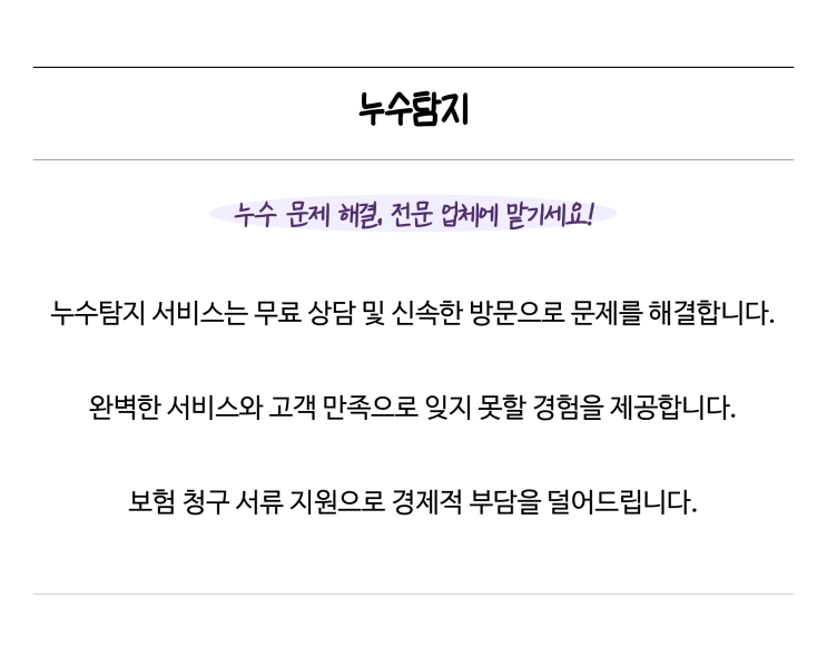  누수탐지, 누수 문제를 정확히 해결하는 믿음직한 서비스