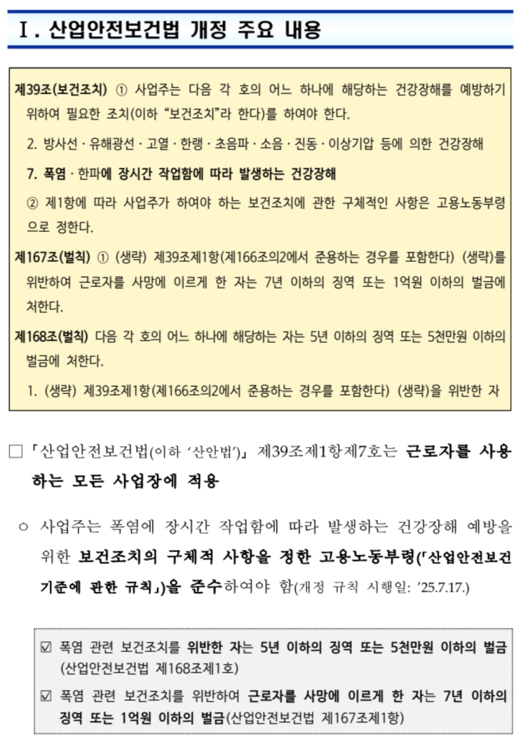  [평택 노무사] 폭염 시 2시간마다 20분 휴식 의무화 시행