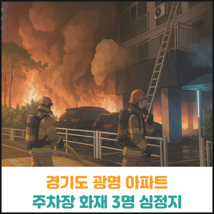  경기도 광명 아파트 주차장 화재, 3명 심정지