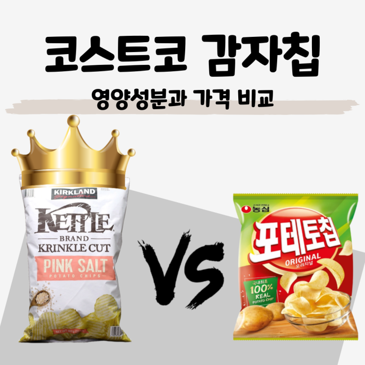  [코스트코 감자칩 비교] 커클랜드 핑크 솔트 감자칩 vs 농심 포테토칩: 영양성분과 가격격 비교