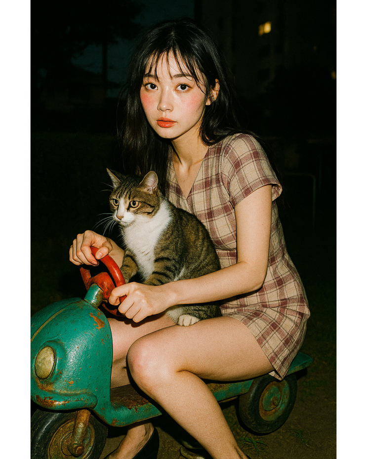  야행성 소녀와 고양이들 일러스트