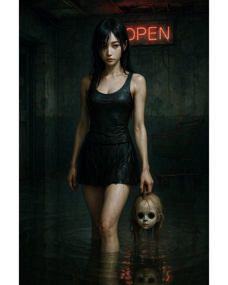  폐허 습지 소녀 일러스트
